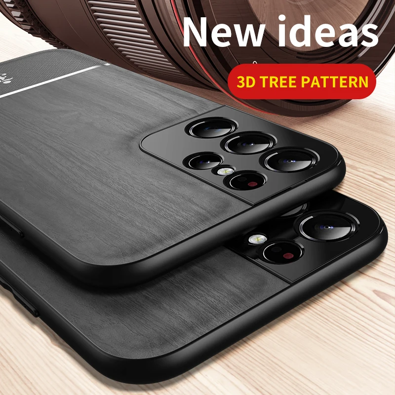 Wood Grain Case For Samsung Galaxy S21 S20 FE S10 Plus Ultra Lite Lens Protection Case For Samsung Note 20 10 Plus Ultra Cover