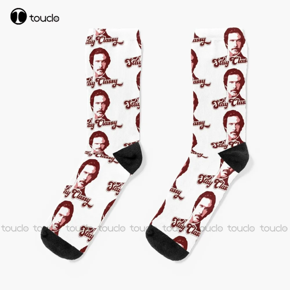 

Stay Classy - Ron Burgundy Socks Socks For Men Unisex Adult Teen Youth Socks Personalized Custom 360° Digital Print Funny Sock