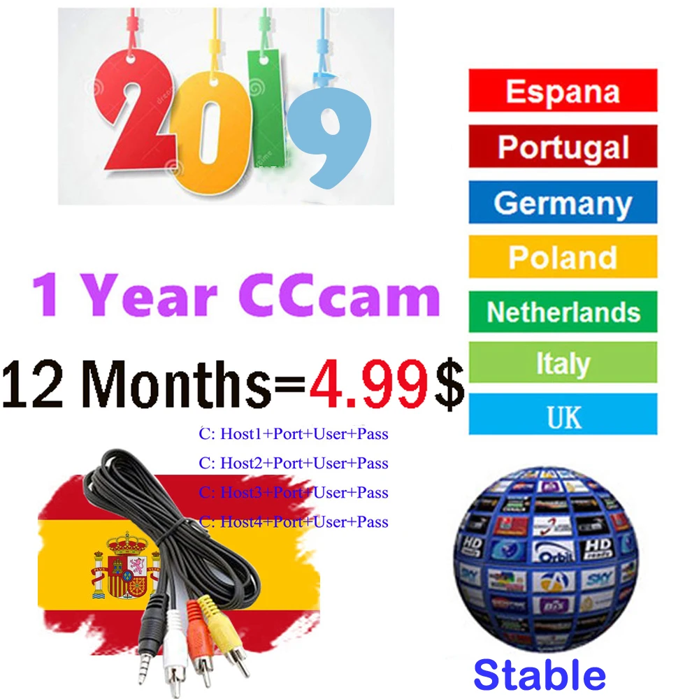 Best 7 10 CCCAM lines 1 Year CCCam cline for 1 year Spain Poland Portugal Germany Satellite tv Receiver Cccam For DVB-S2 gtmedia