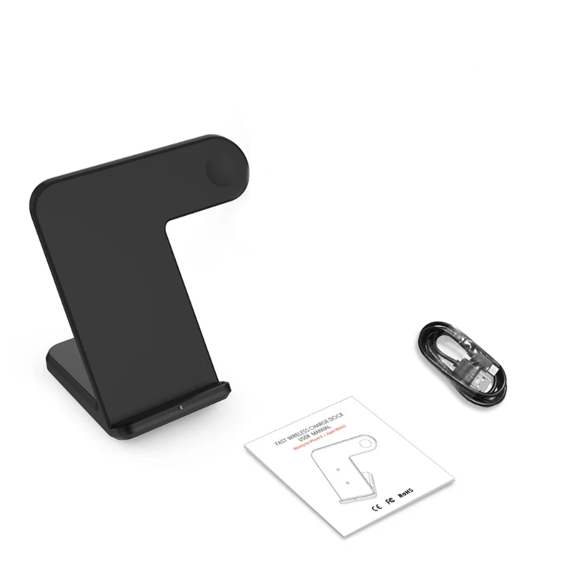 

Mobile Phone Watch 2 in 1 Vertical Fast Charging Black Wireless Charging Stand Convenient Charging Stations