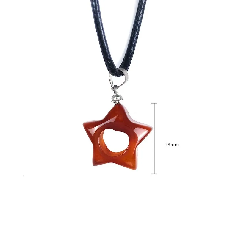 

Natural Red Agate Crescent Moon Pentagonal Star Hollow Love Pendant Jade Necklace DIY Jewelry Accessories