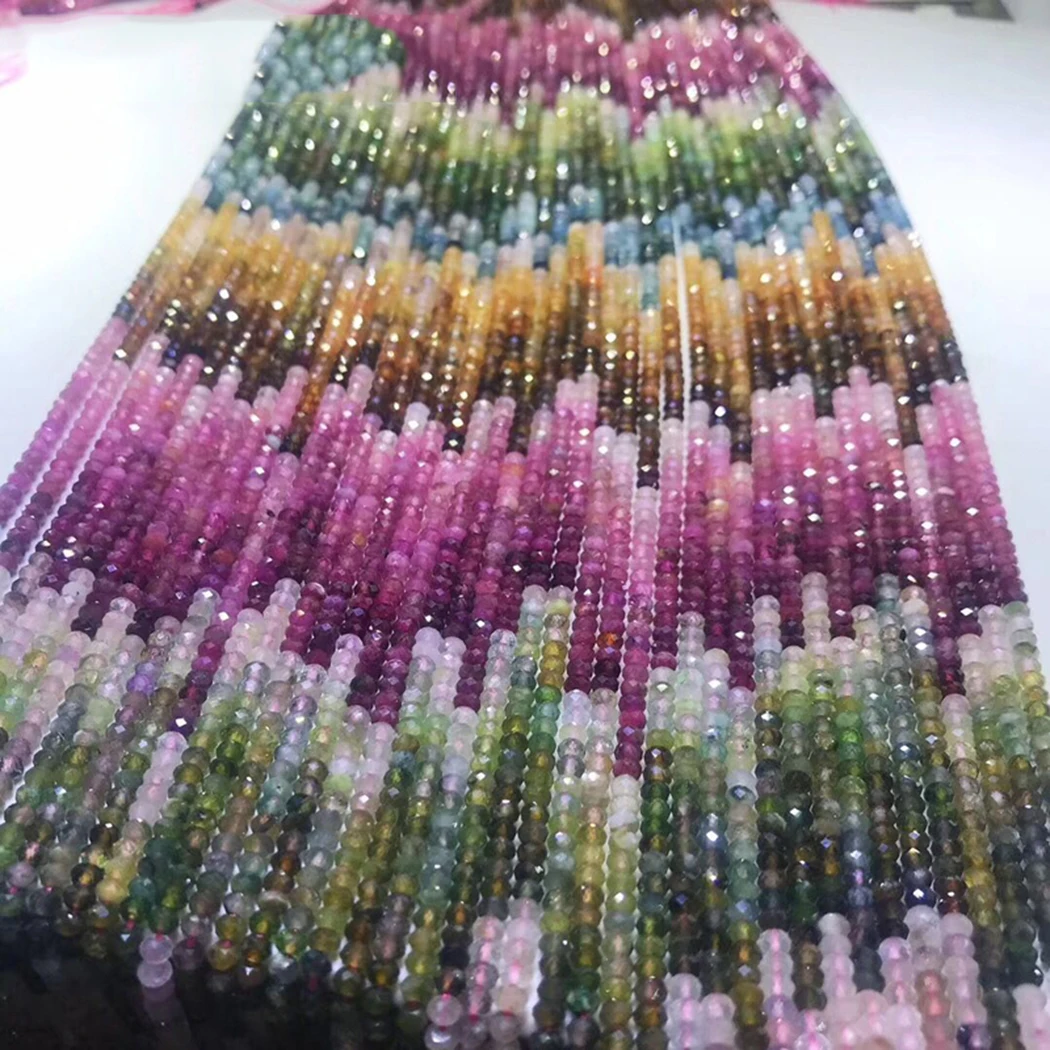 ICNWAY Турмалин 2x3 мм натуральный драгоценный камень бусины граненый круглый для