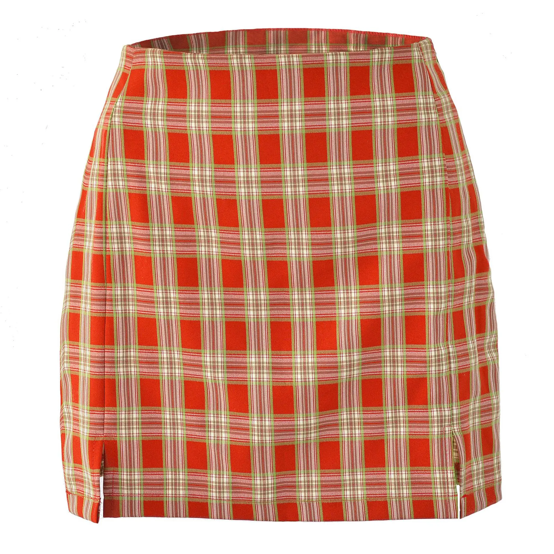

Women Plaid Skirt Summer Spring High Waist Skirt Korean Style 90s Aesthetic Sexy Front Slip Female Cute Sweet Short Clothing