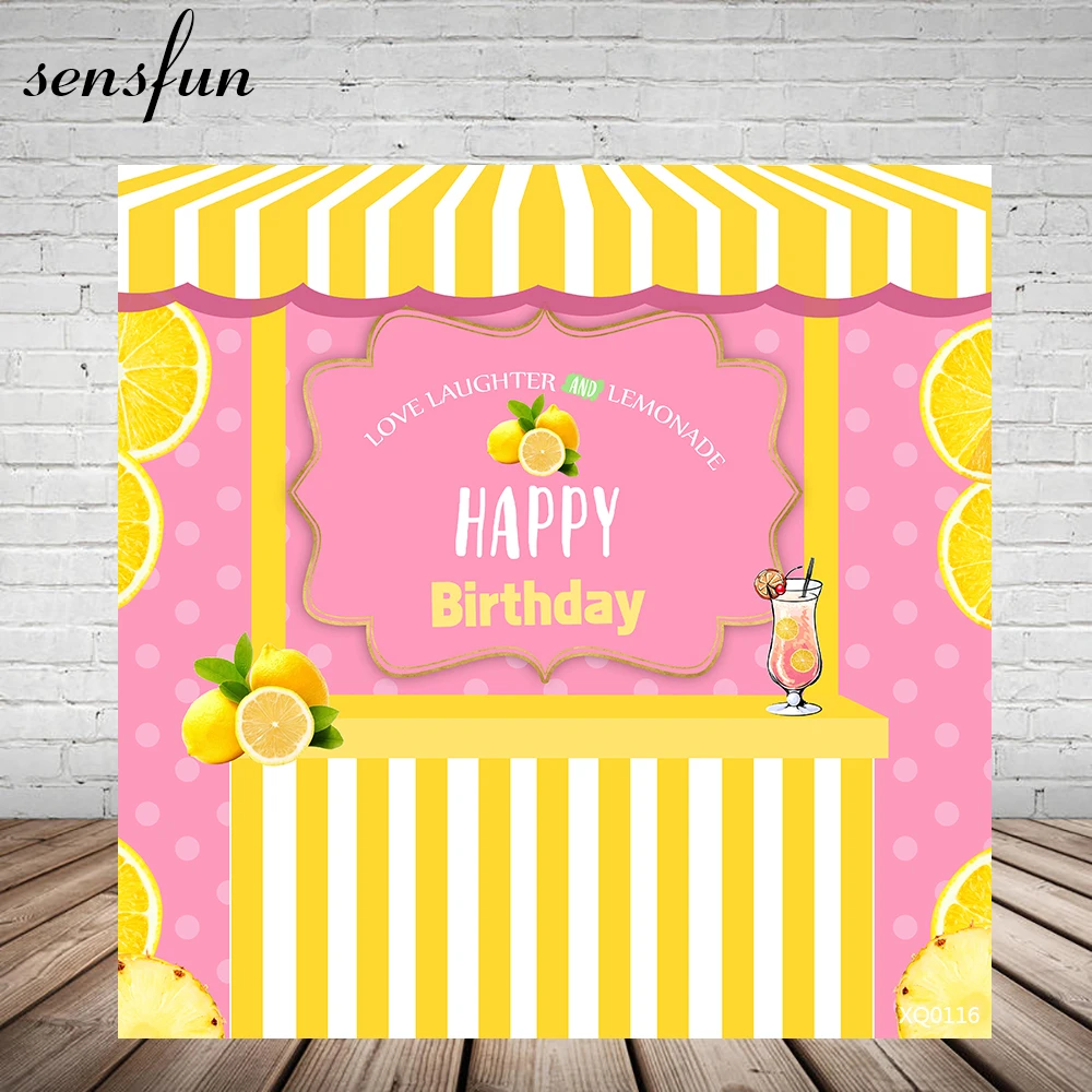 Sensfun Lemonade Bar фото фон для фотостудии желтый розовый девочек День Рождения