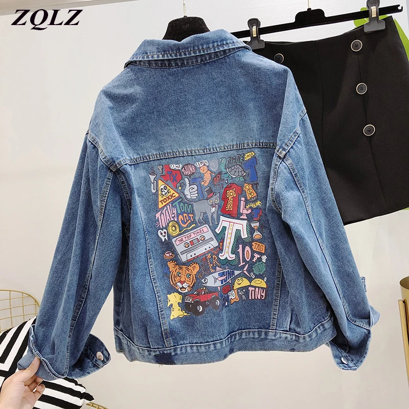ВИНТАЖНАЯ ДЖИНСОВАЯ КУРТКА ZQLZ женская Свободная Повседневная Осенняя джинсовая