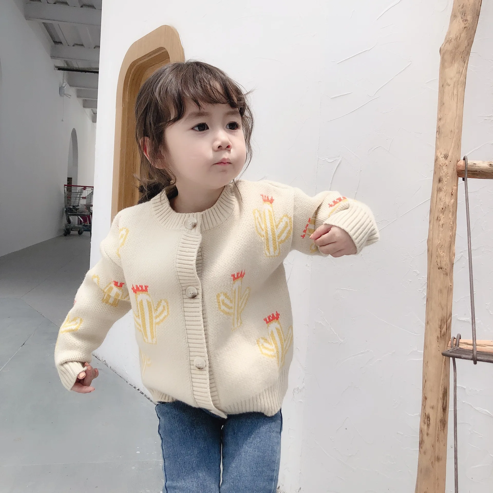 Свитер-кардиган для маленьких мальчиков и девочек осенний вязаный кардиган с