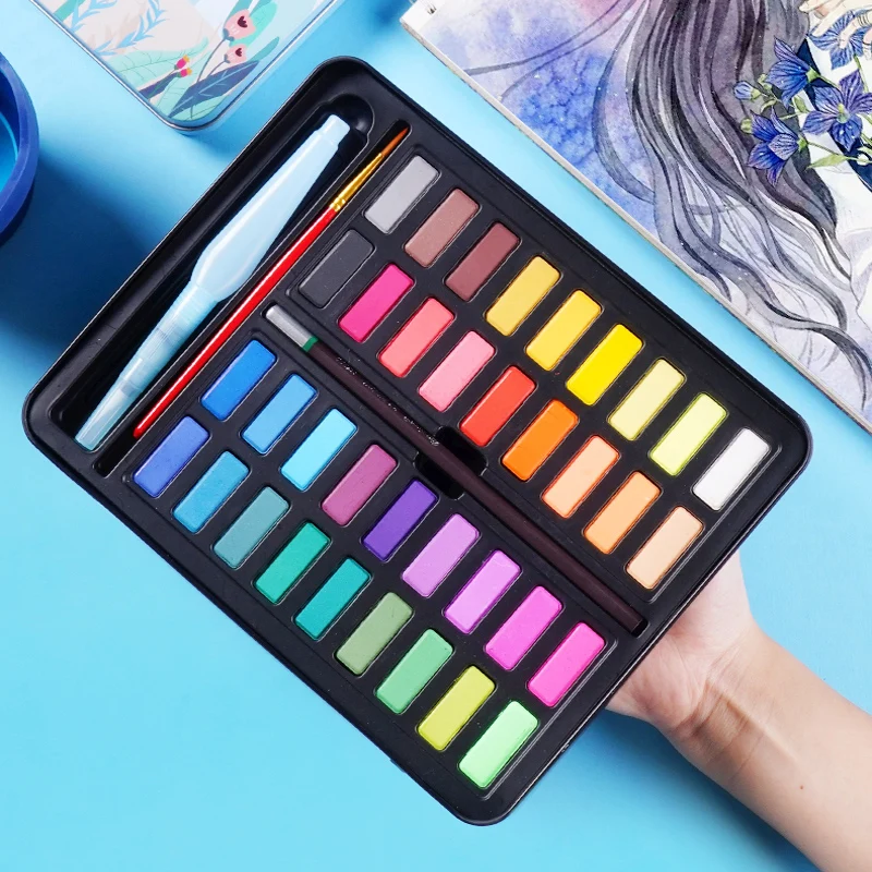 Профессиональный твердый телефон 36 цветов художественный набор с акварельной