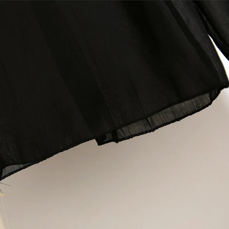 

2019 Summer Pantalon Femme Big Size Women's Flexible Waist Black Pink Casual Pants Loose Chiffon Wide Leg Ankle-length Pants