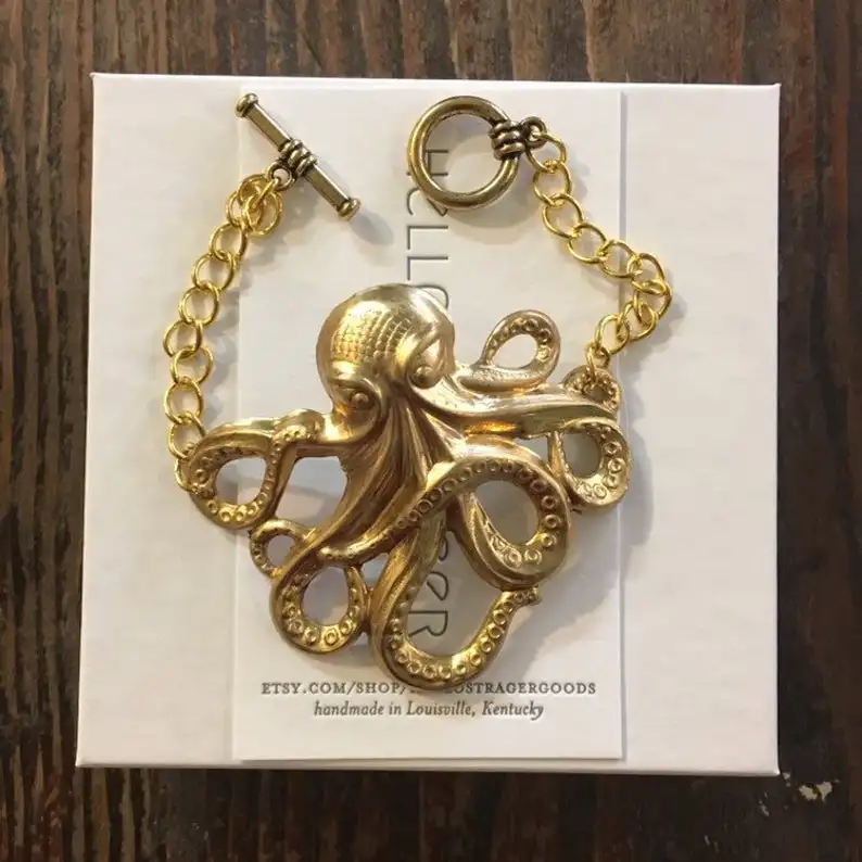 

New Fashion Gothic Giant Octopus Squid Bracelet Handmade Unique Unisex Statement Piece Vintage Style Ocean Charm Jewelry