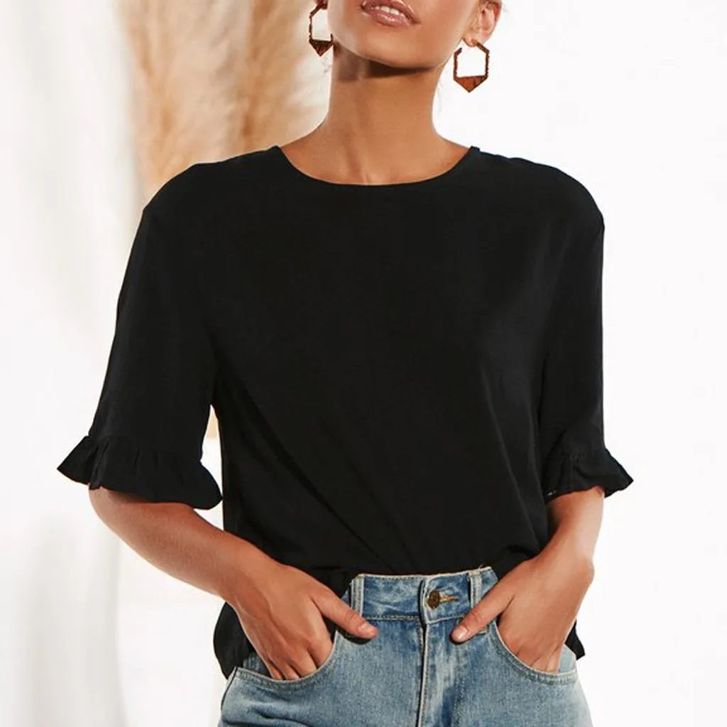 Футболка женская Базовая Классическая на пуговицах Повседневная Свободная