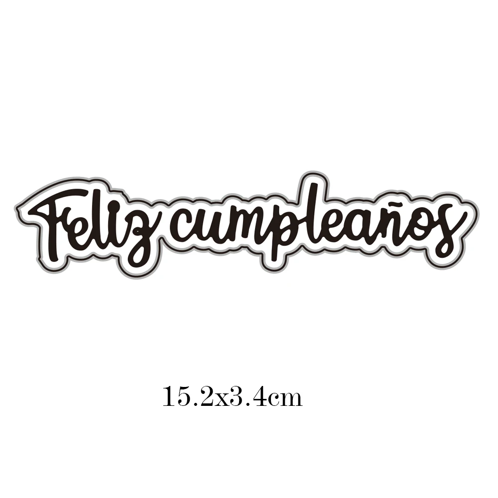 Spain Words Feliz Cumpleaños Cut Dies Stencil and Stamps for DIY Scrapbooking Paper Album Craft Dies Template image 2