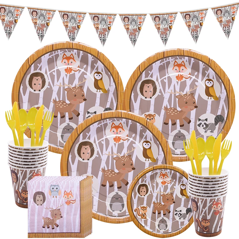 Вечерние Мультяшные животные джунгли бумажная салфетка под тарелку кружку