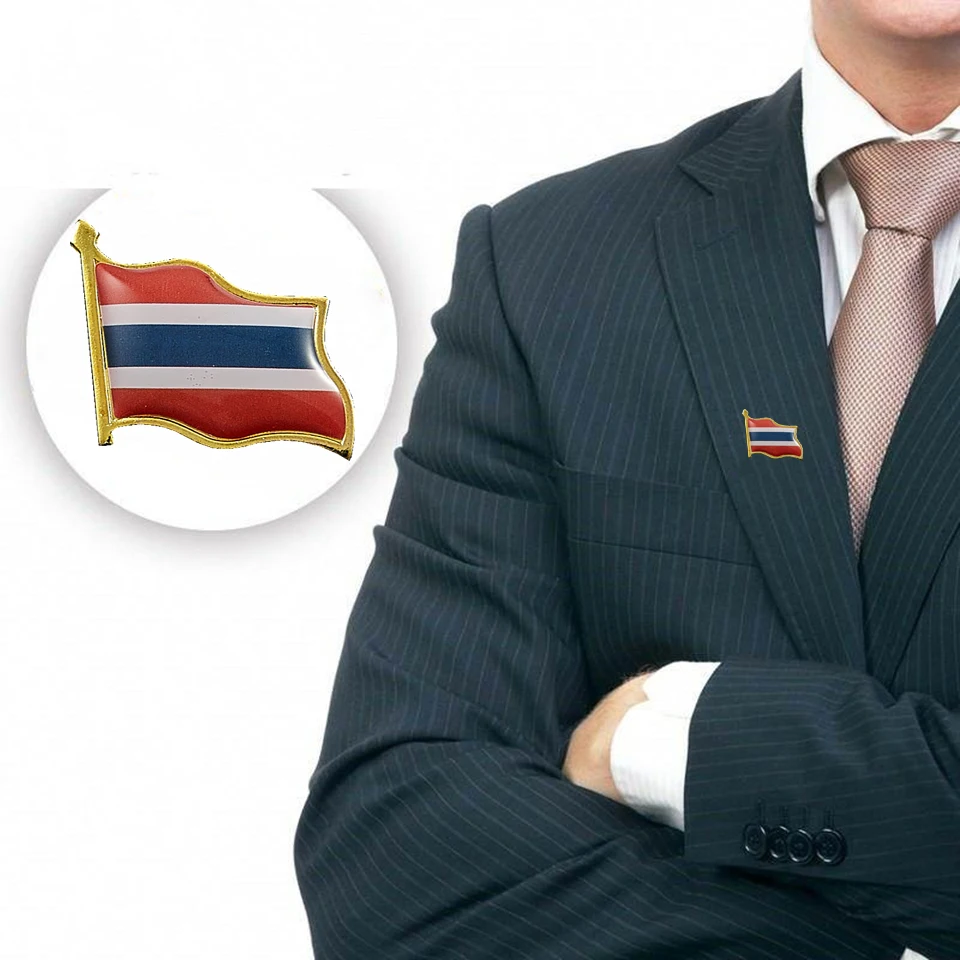 10PCS Thailand Flag Waving 3D Lapel Pins Hat Tie Tack Badge Pin Brooch | Дом и сад