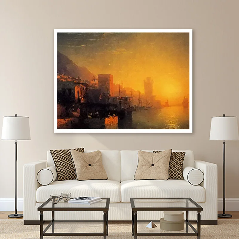 diy painting by numbers ivan constantinovich aivazovsky rhodes academism landscape dencorative paint adult hand drawing | Дом и сад