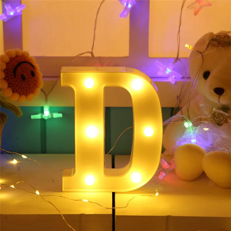 D 3D 26 букв Алфавит светодиодный свет Marquee знак настенная лампа в помещение подвесной светильник для свадьбы День рождения вечеринки день Святого Валентина декоры светящиеся буквы буквы - Цвет: D