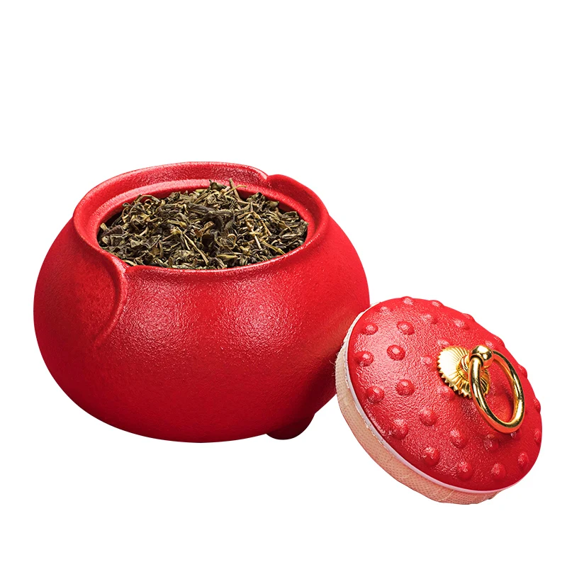 Изысканная красная круглая керамическая Герметичная Бутылка для хранения