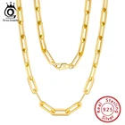 Цепочка на шею ORSA JEWELS из серебра 925 пробы с покрытием из 14-каратного золота, 69, 312 мм, ожерелье из звеньев для мужчин и женщин, ювелирные изделия SC39
