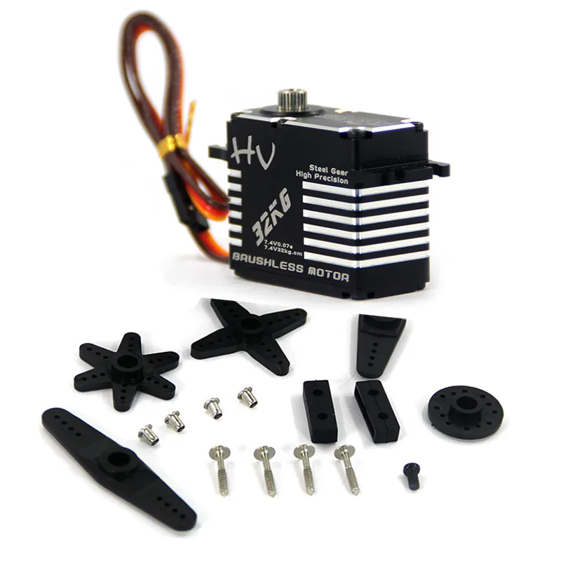 JX-BLS-HV7132MG Servo Digital sin escobillas, engranaje de acero de precisi&oacute;n de alta velocidad, CNC, 32KG, 7,4 V, 0.07seg, para coche, Robot, avi&oacute;n, Dron teledirigido-1
