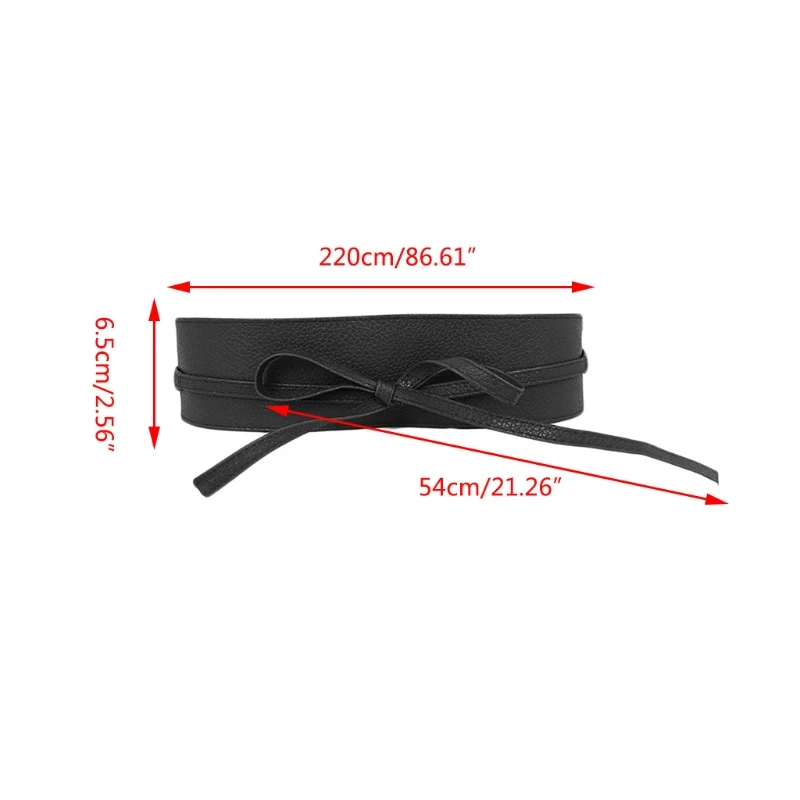 

Women Soft Faux Leather Solid Color Waist Belt Bow Tie Wide Wrap Around Boho Corset Vintage Elegant Bodice Waistband for P9JA
