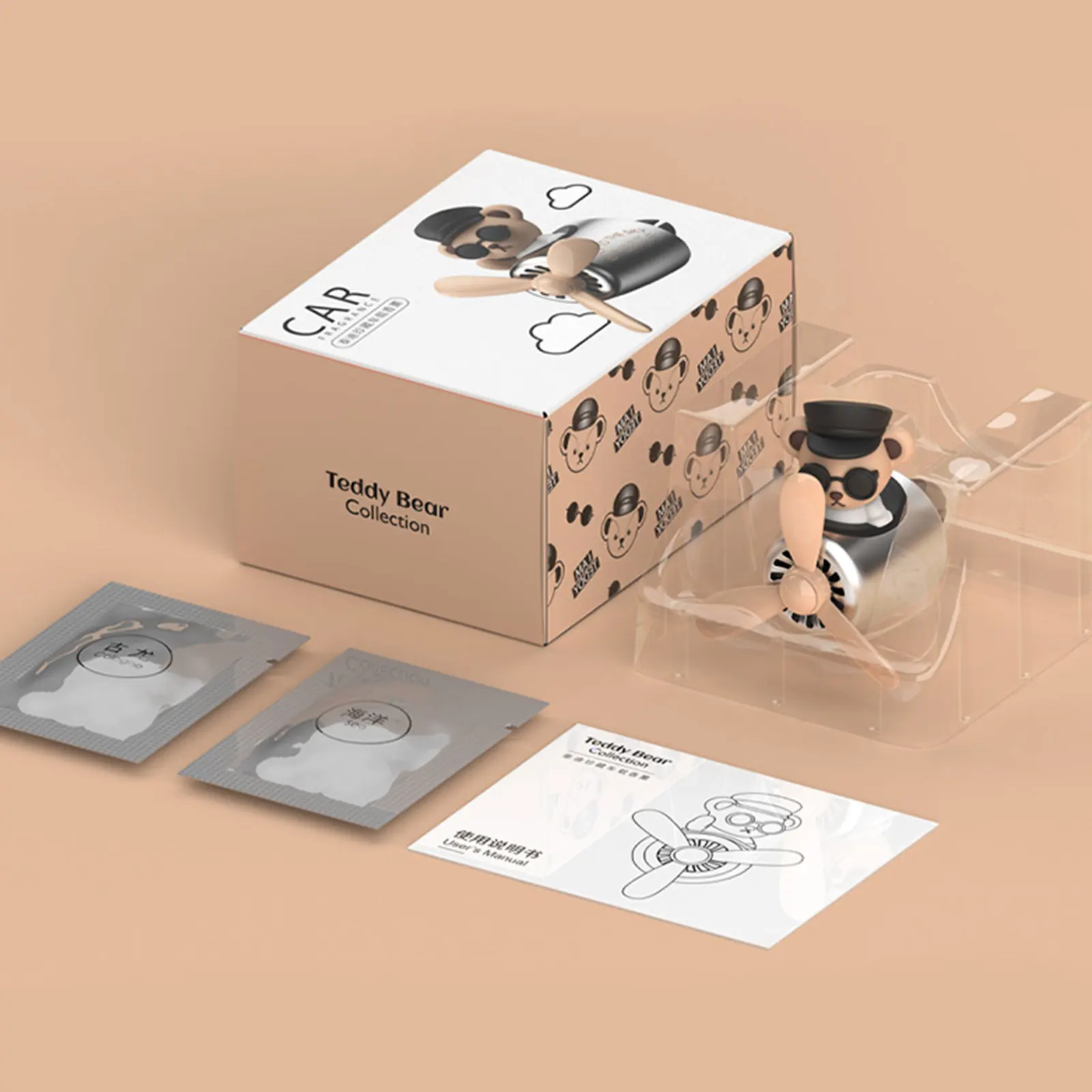 

Car Air Freshener Aromatherapy Pilot Rotating Propeller Air Outlet Fragrance Flavor Bear Pilot Car Accessories