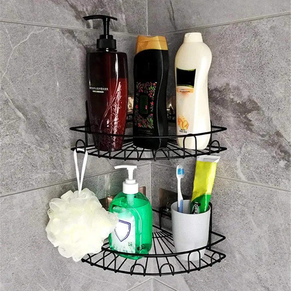 

Bathroom Corner Shelf Stainless Steel Wall Mounted Shower Shampoo Shower Gel Organizer Punch Free Bath Rack