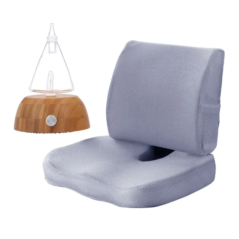 

1 Pcs Nebulizing Pure Essential Oil Aromatherapy Diffuser (Us Plug) & 1 Pcs Silver Grey Car Seat Cushion Office Nap Pad
