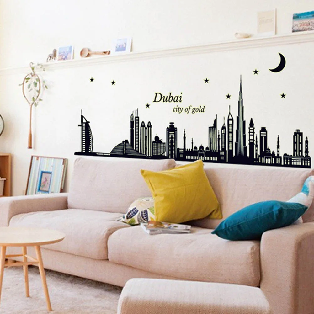 

Dubai City Fluorescence Wall Stickers Diy Decal Noctilucent Glow Night Removable Mural Home Decor Наклейки На Стену Декор Для До