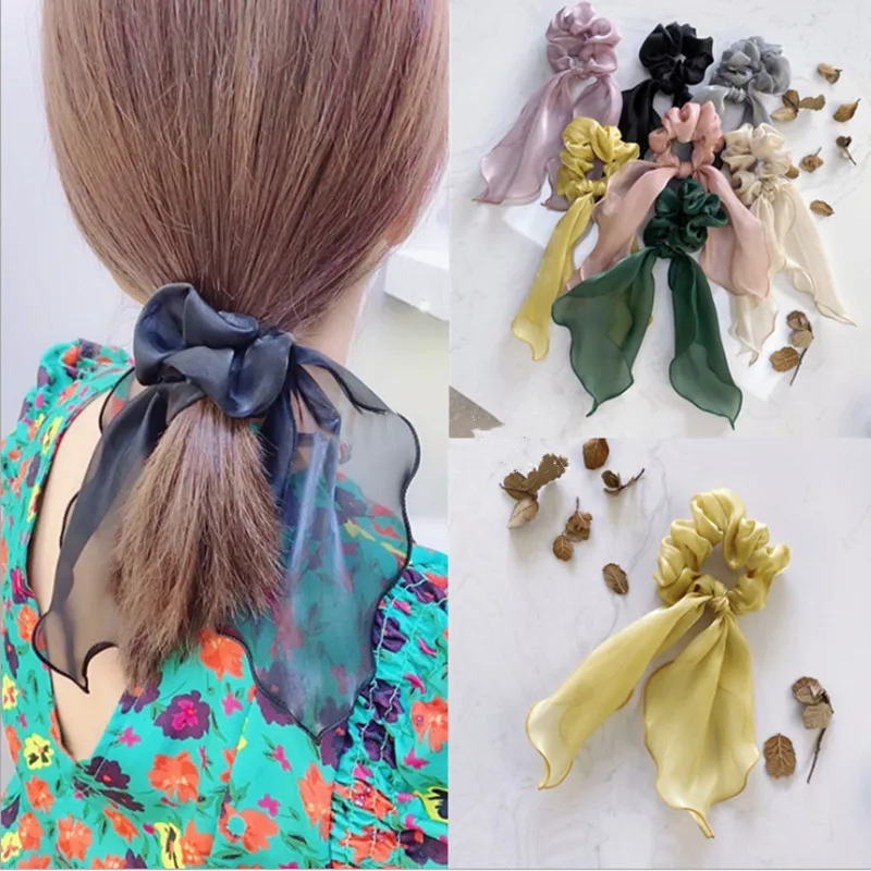 

High-end hair rope boutique hair accessories women's bows solid color ribbon hair rope hair band rubber band girl wild headwear