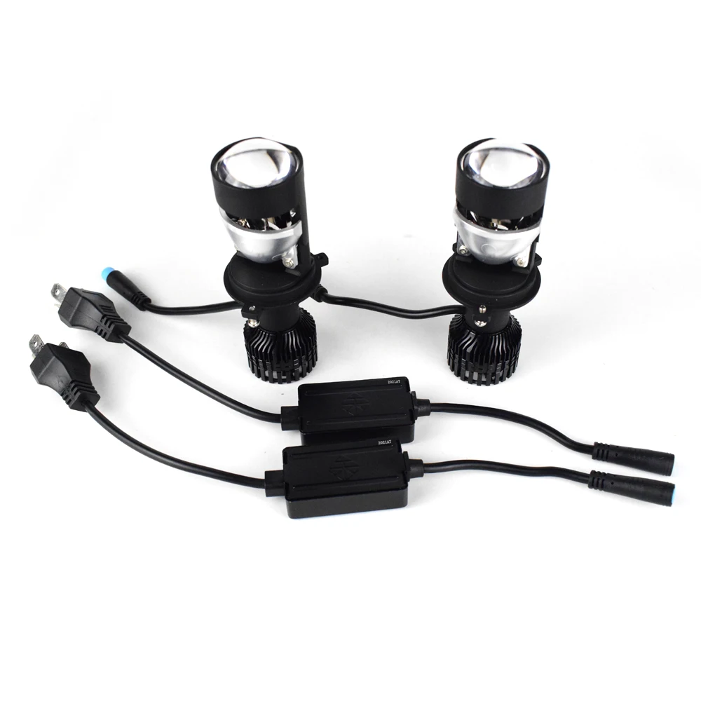 

2pcs Car Headlight Bulbs High Beam Low Beam Canbus H4 LED Mini LED Projector Lens H4 Lamp for Auto 12V 10000LM 6000K White Light