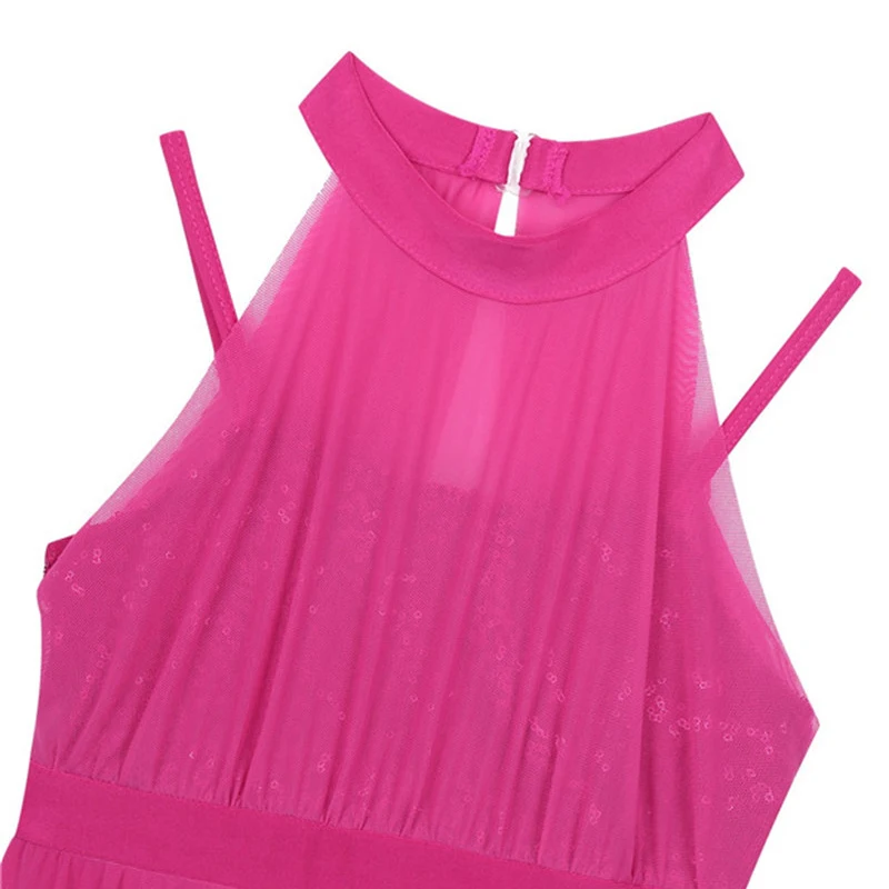 Детское платье без рукавов для девочек с воротником стойкой блестками трико