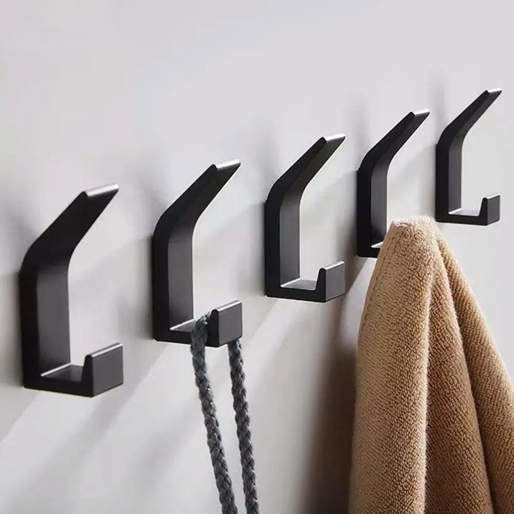

4PCS Double Hook Black White Towel Hook For Bathroom Clothes Hook Bedroom Robe Hook Coat Hook For Livingroom Kitchen Accessories