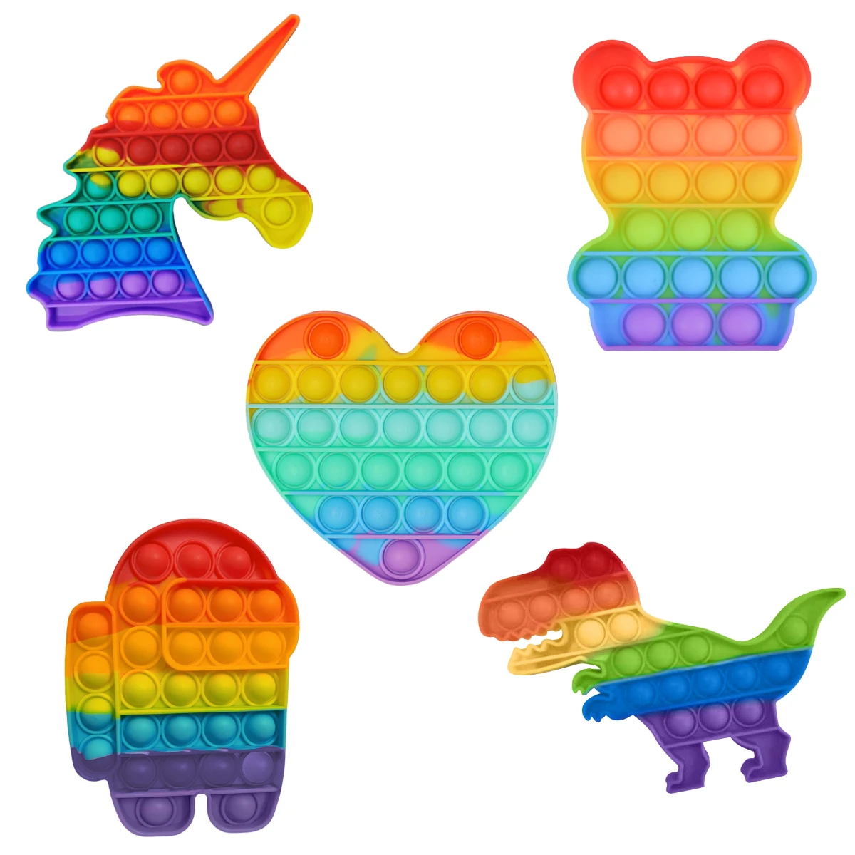 Радужные популярные игрушки-антистресс с пузырьками в виде животных сенсорные