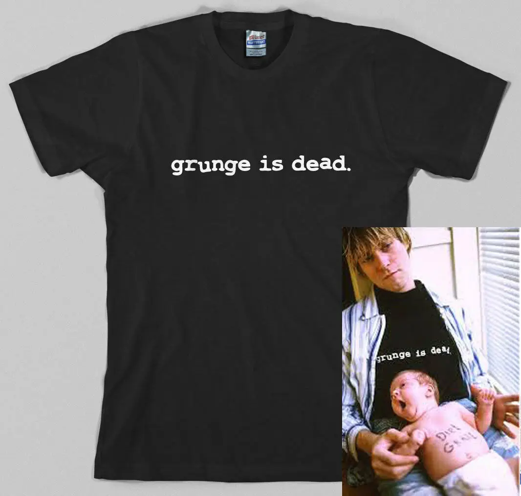 Гранж is Dead Футболка kurt cobain 90s рок музыки всех размеров|Мужские футболки| |