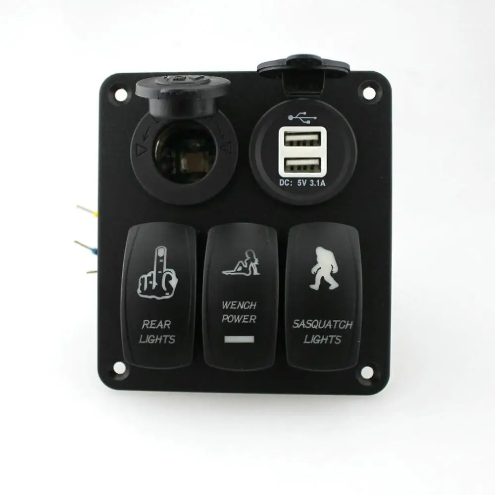 Водонепроницаемая 3 х клавишная панель переключателя Fuleem Синяя светодиодная