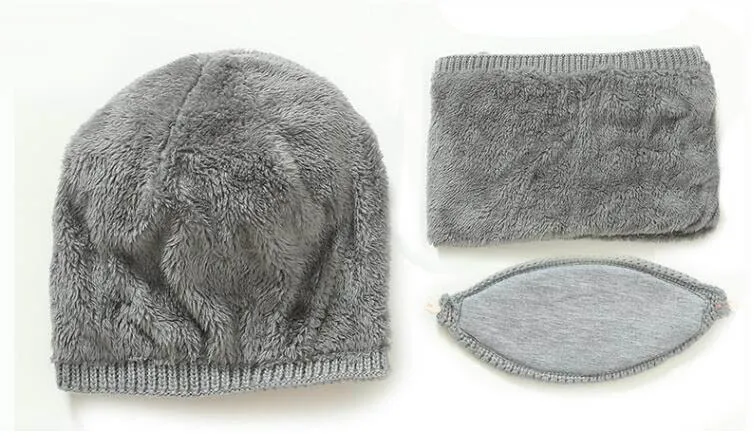 Теплая Зимняя шерстяная вязаная шапка маска воротник три части уход за кожей