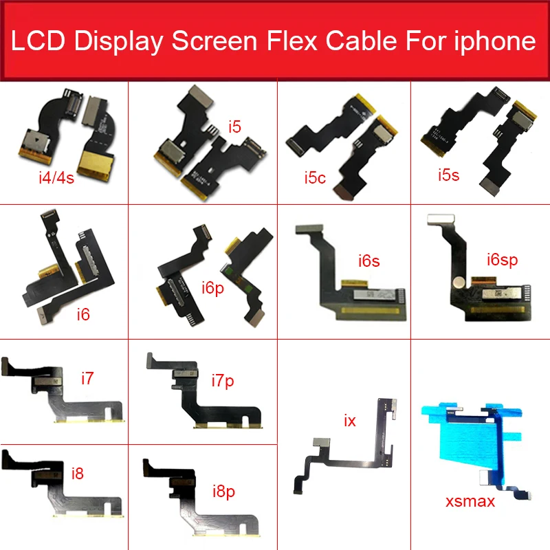 ЖК-экран гибкий кабель для iPhone 4 4S 5 5c 5S 6 6s 7 8 Plus X XS MAX сенсорный и ЖК-дисплей гибкий ленточный запасные части