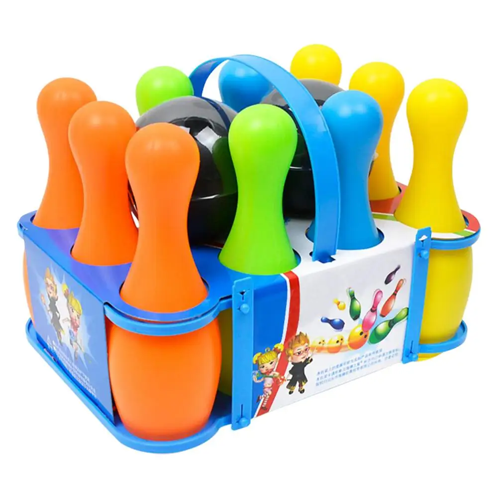 

10 Pins/2 Balls Children Kid Sport Bowling Toy Set Parent-child Interactive Timber Colorful Bowling Ball Game Set Outdoor Indoor