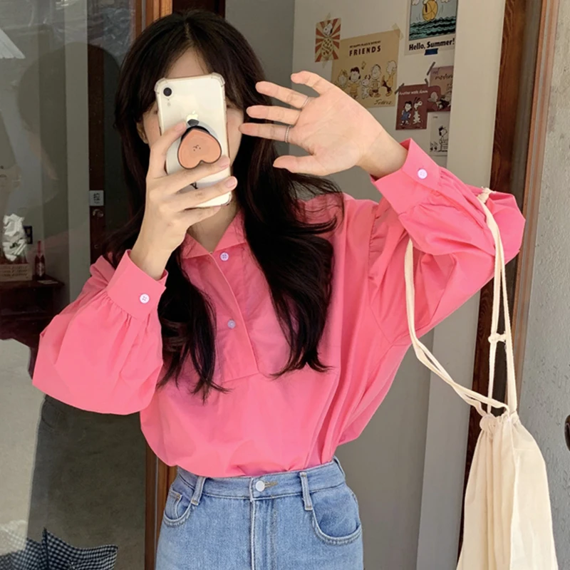 2020 Новое поступление весна ранняя осень блузка рубашка шикарная розовая красная