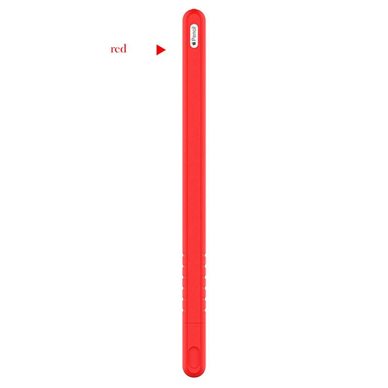 Портативный мягкий силиконовый стилус для Apple Pencil 2 Чехол для iPad Pro Tablet Touch Pen защитный чехол разноцветная сумка - Colors: Red