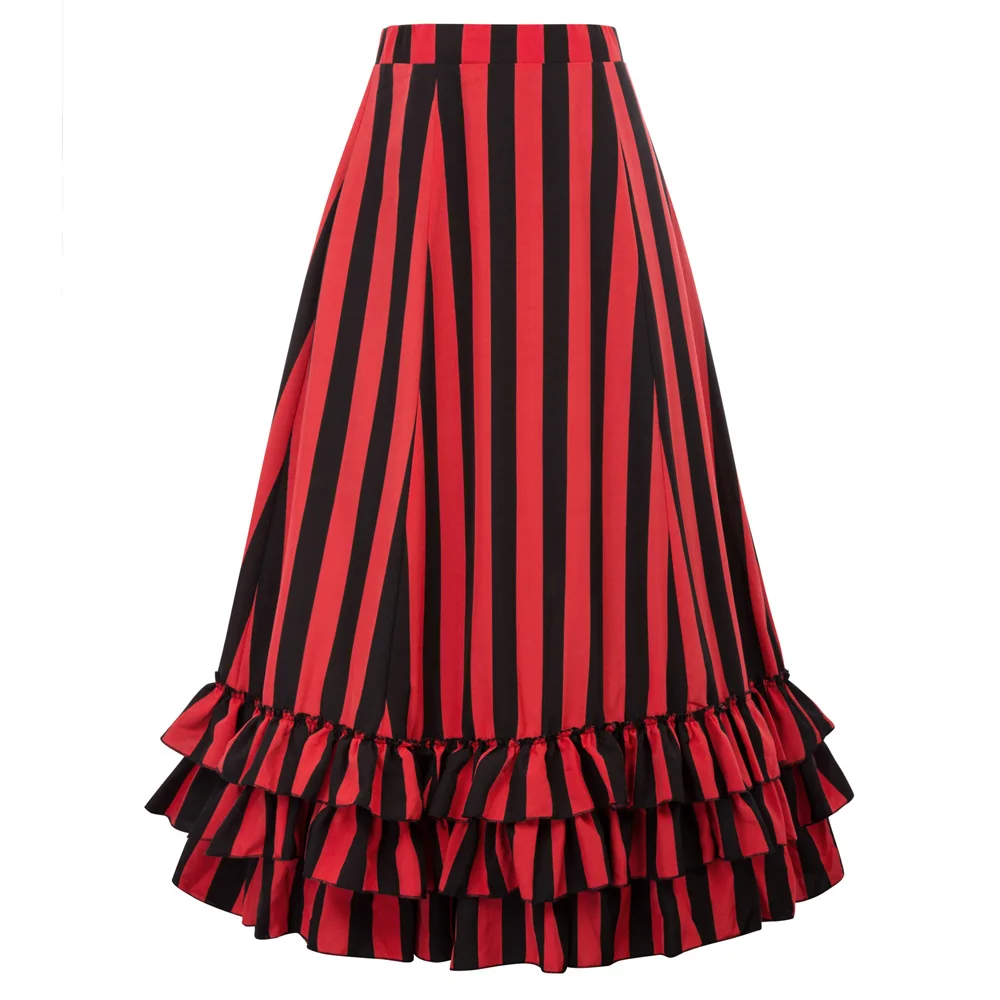 

Belle Poque Women\\'s Vintaga Gothic Bustle Skirt Vintage Retro Elastic Waist Length Adjustable Lady High Waist Fashion Skirt