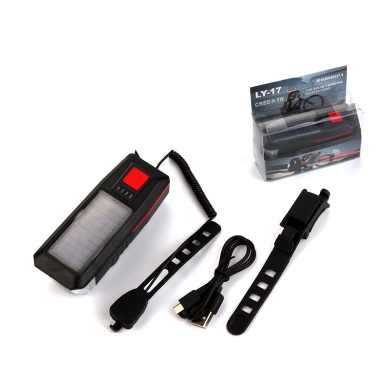

2021 New Solar Bike Light USB Charging Horn Light Night Riding Lighting Mountain Bike Front Light Bicycle Headlight Rechargeable