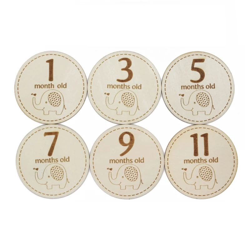 

Baby Monthly Milestone Wooden Card Infants Newborn Growth Album Photography Prop Q1FE