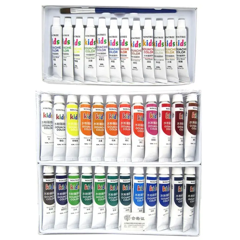 

Gouache Paint Set 24 Vibrant Colors in Tubes Convenient to Mix with Great Result 4X7E
