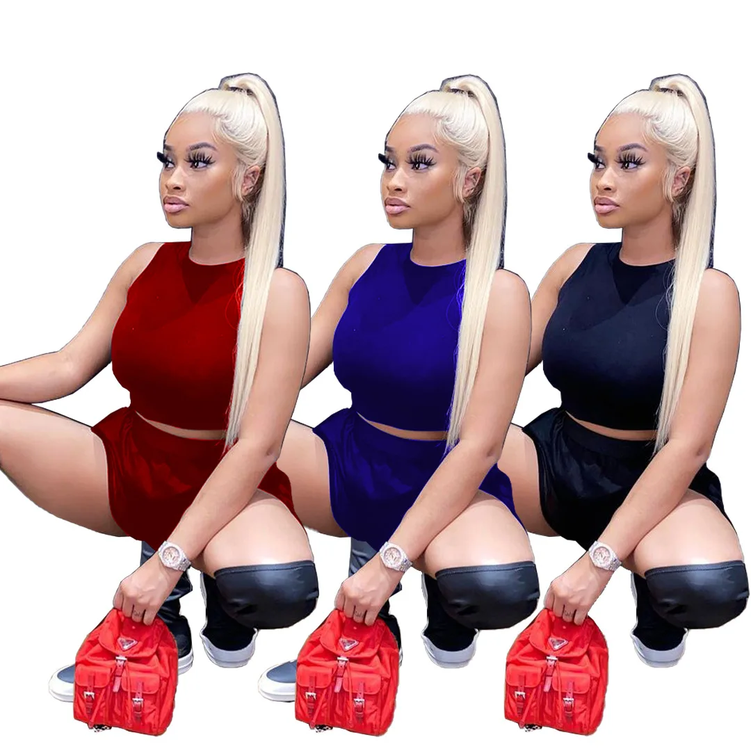 

Sexy 2 Peice Set Women Matching Sets Split Mesh Shorts with Crop Top Casual Summer Short Outfits