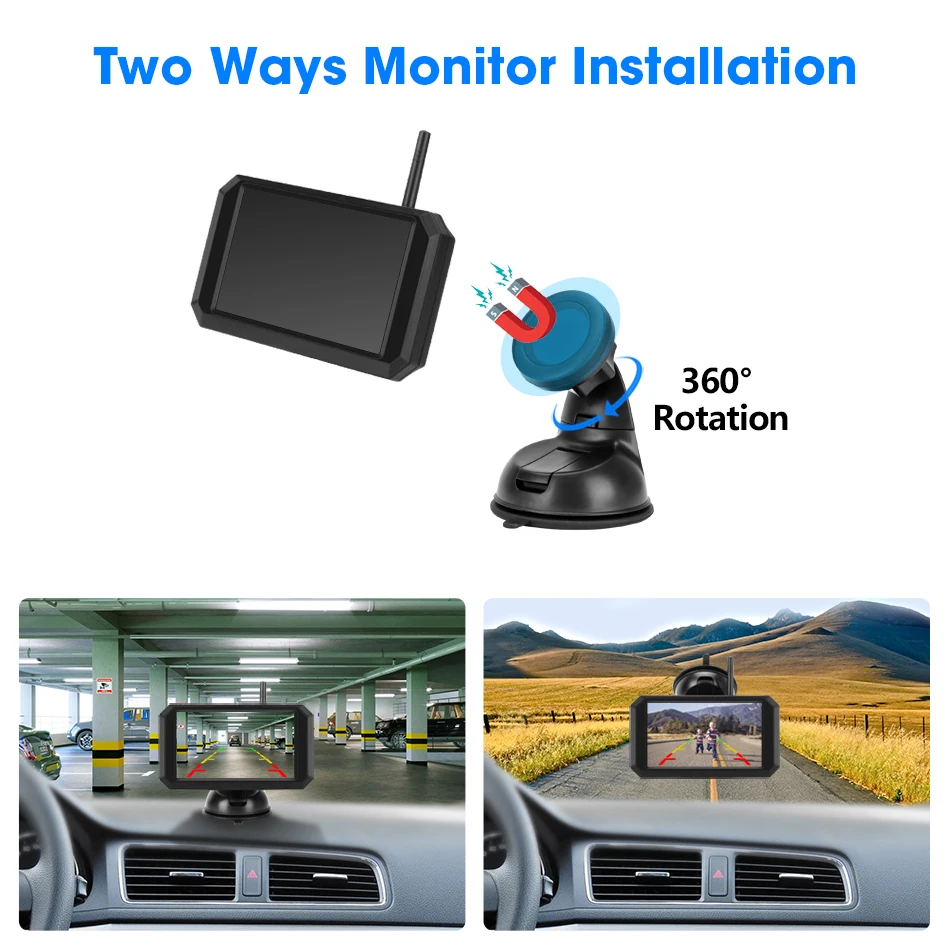 

VTOPEK Digital Wireless 5 inch Car Monitor Waterproof Backup Camera Reverse Rear View Camera Reversing Auto Parking Assistance