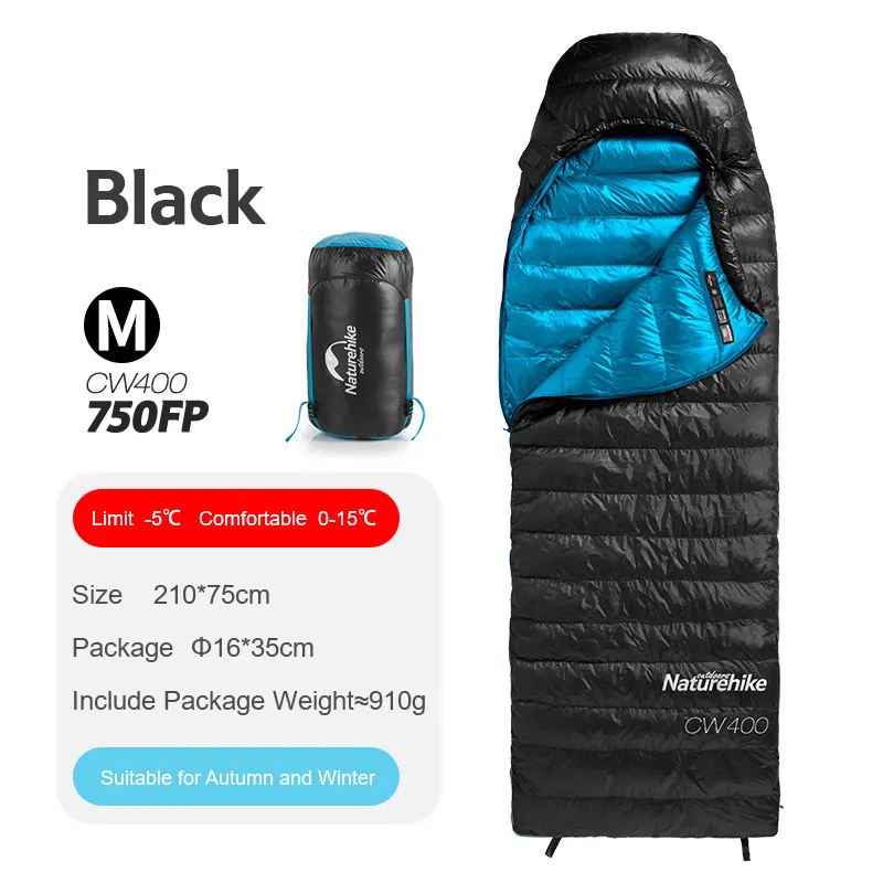Naturehike CW400 конверт Тип белый гусиный пух спальный мешок зима теплый s NH18C400-D - Цвет: CW400-B-M