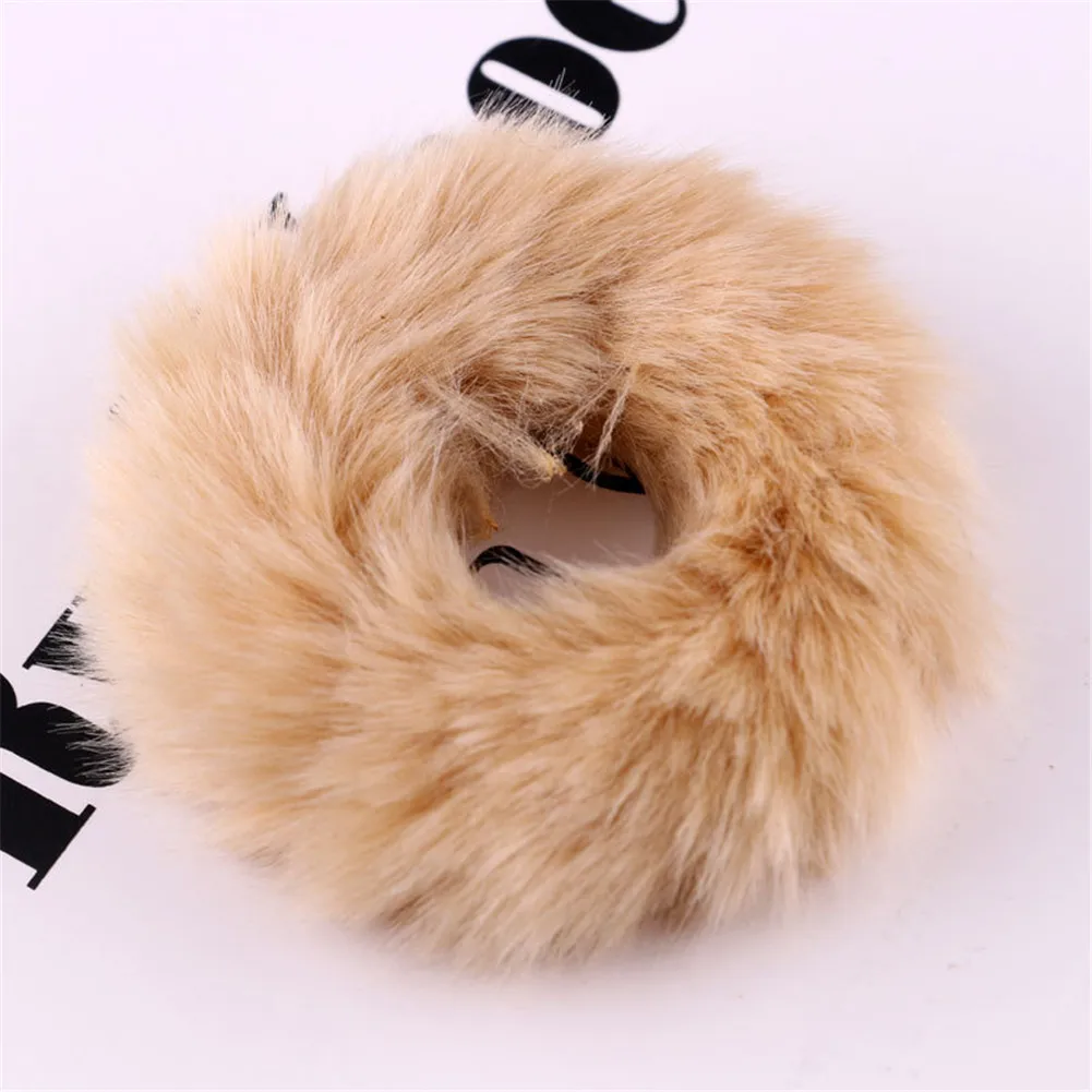 

1X Soft Fluffy Faux Furs Fuzzy Noble 2019 New Chic Scrunchie Elastic Hair Ring Rope Accessories Elastic Bean Pink Hair Bands