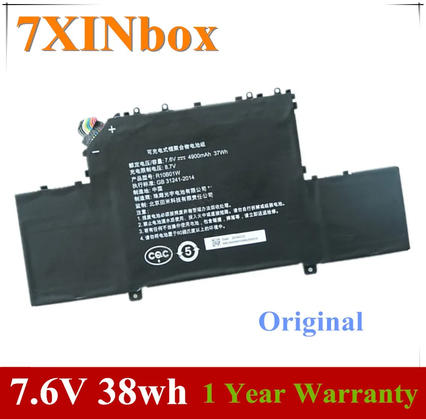7 xinbox 7,6 В 38wh R10B01W ноутбук Батарея для Xiaomi мл воздуха 12,5/в R10B01W планшет
