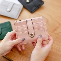 2021 unisex wallet business id card holder pu leather zipper coin pocket bus card organizer purse bag men women multi color