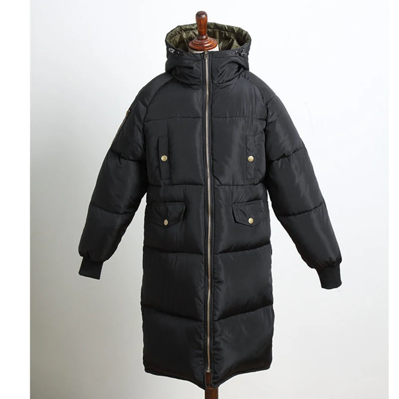 

New 2020 Oversized Coats Black Winter Jacket Women Plus Size 3XL Hoodies Warm Cotton Padded Jacket Women Parka Long Ladies Coats